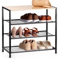 Regał na buty metalowy czarny 4-poziomowy 60x30x57 cm